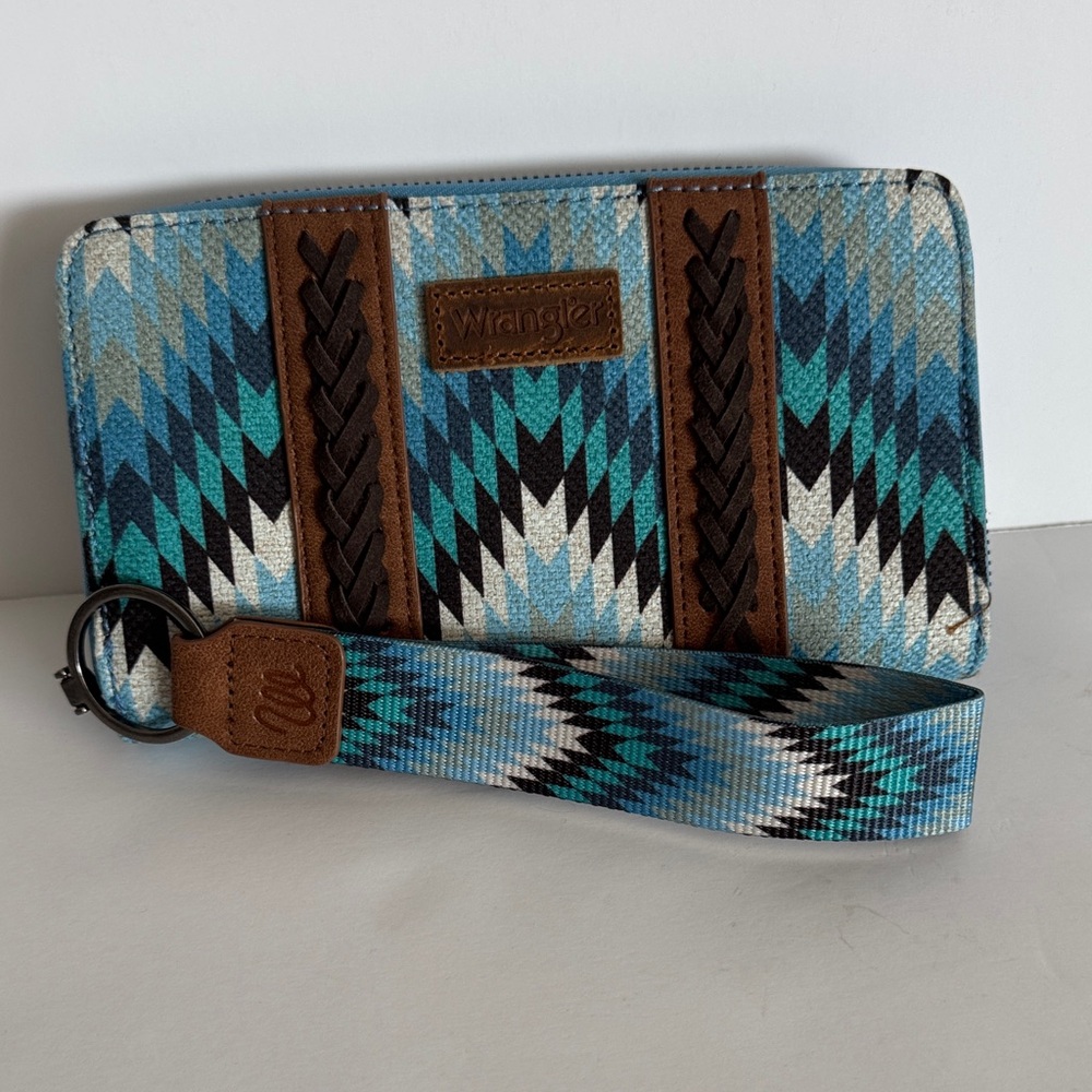 Wrangler Teal and Brown Patterned Wallet